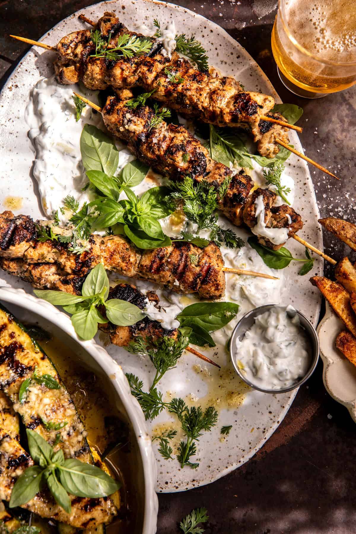 Ranch Chicken Tzatziki with Garlic Parmesan Zucchini