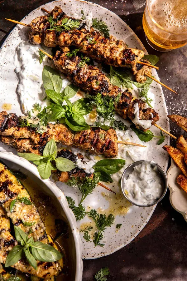Ranch Chicken Tzatziki with Garlic Parmesan Zucchini