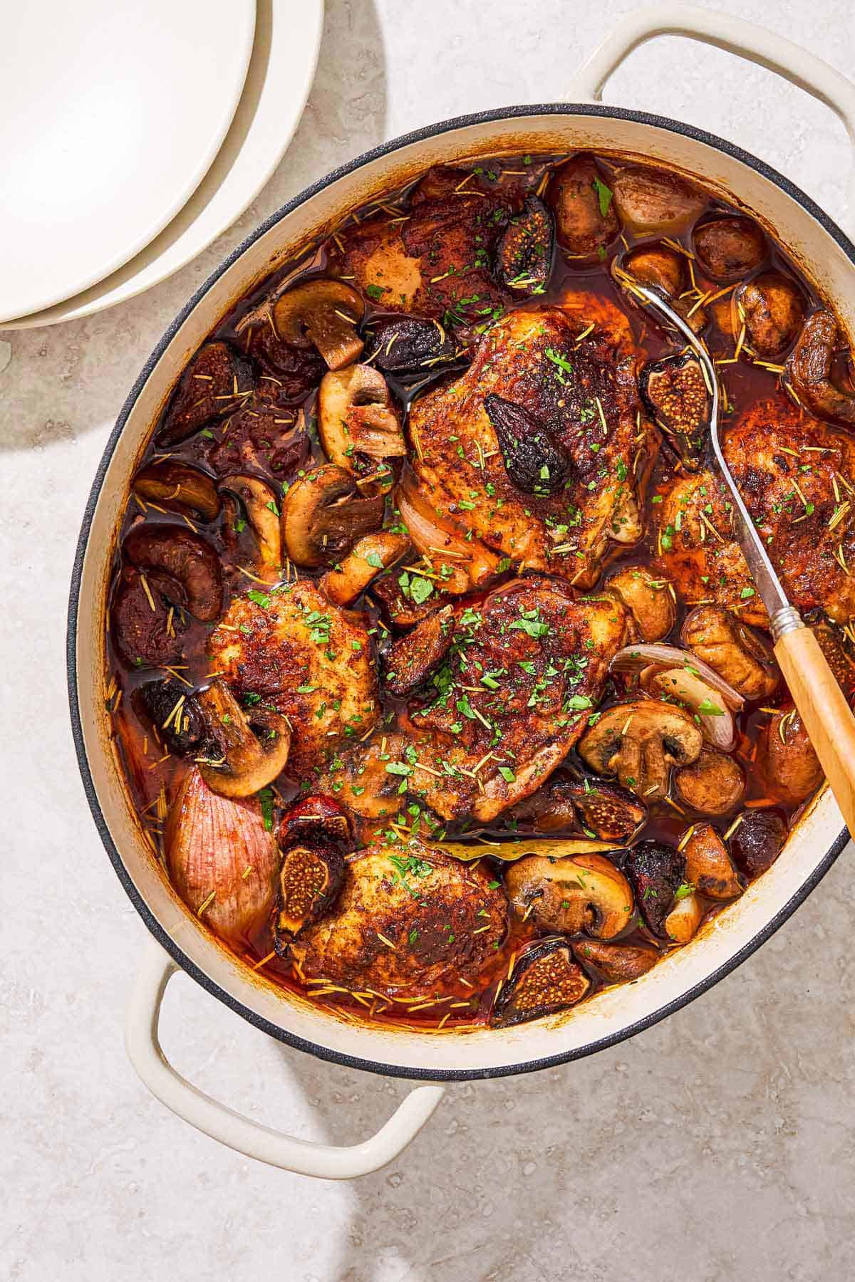 Braised Chicken Thighs with Mushrooms and Dried Figs