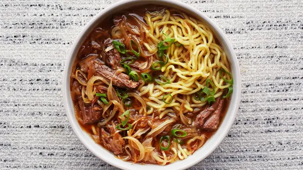 French Onion Beef Noodle Soup