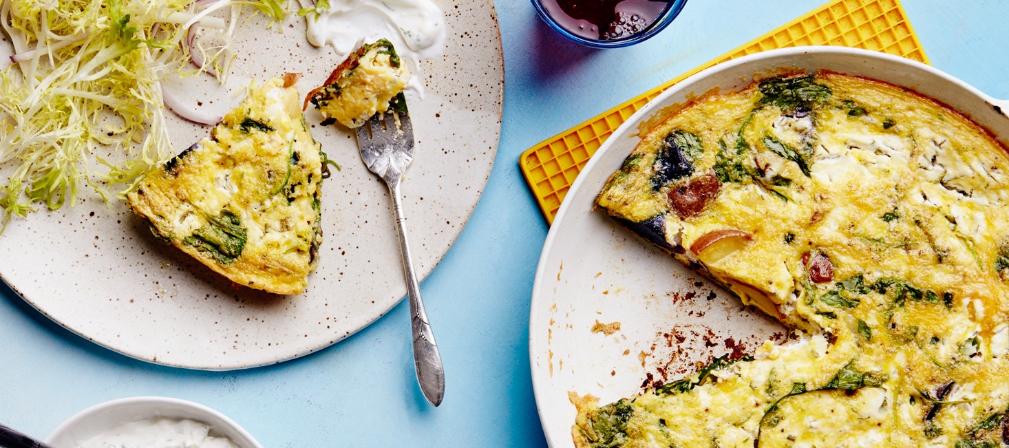 Spanish Frittata with Herby Yoghurt and Greens