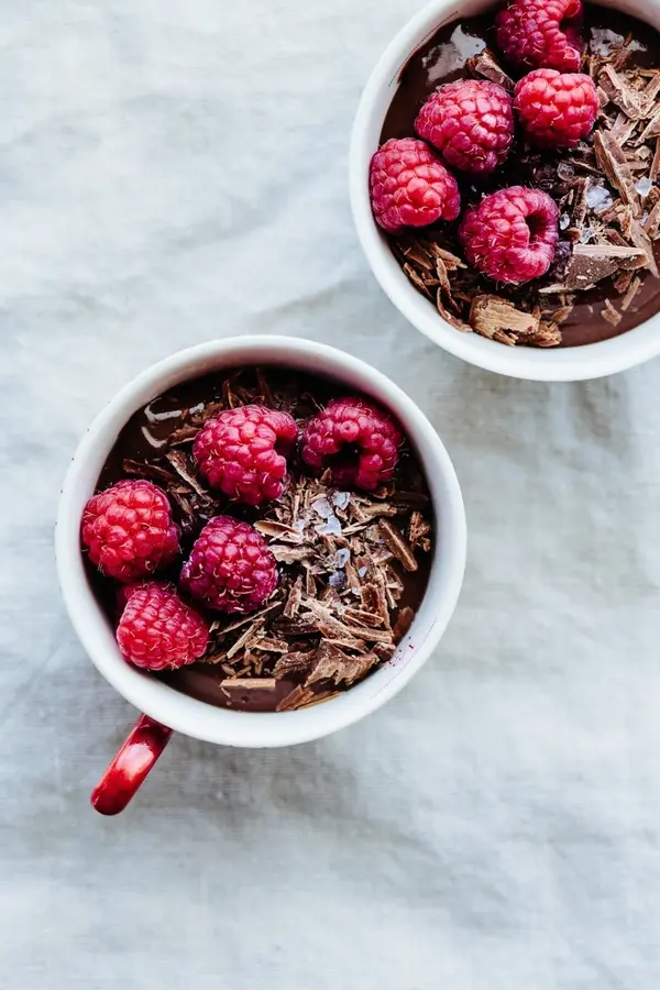 Hot Chocolate and Raspberry Pudding
