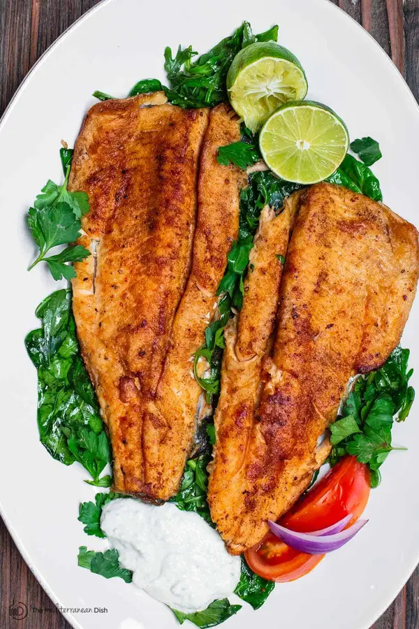 Mediterranean Pan Seared Trout with Tzatziki