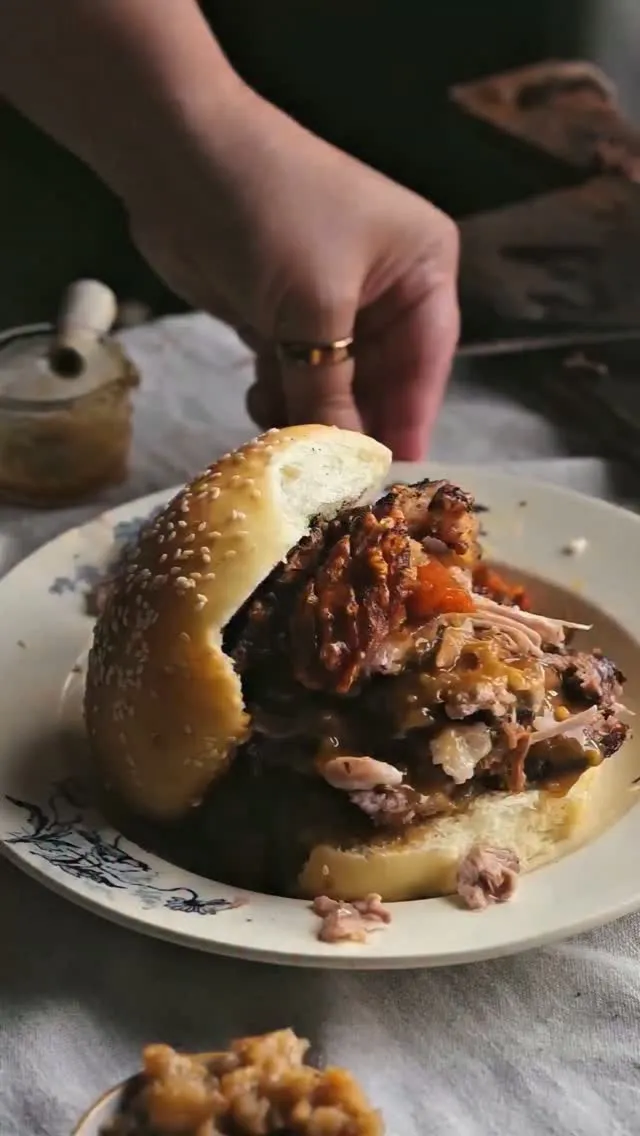 Hog Roast with Apple Sauce and Buns