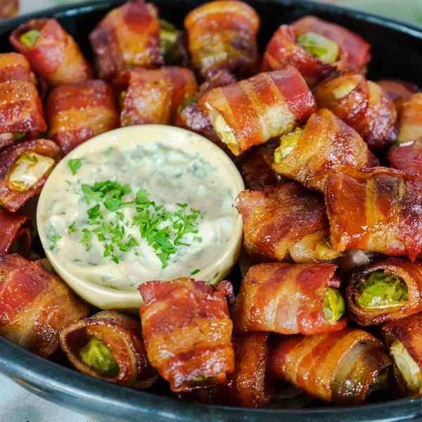 Balsamic Bacon Wrapped Brussels Sprouts