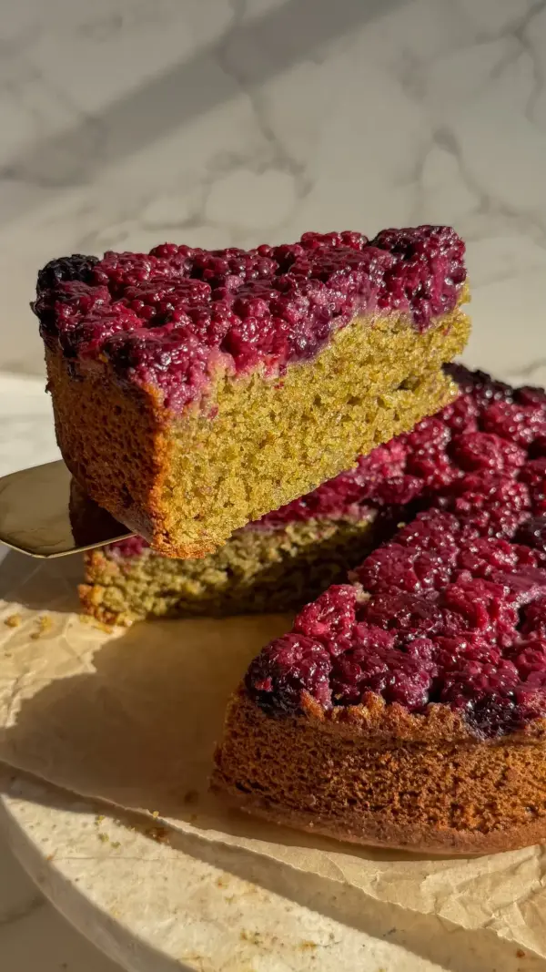 Upside-Down Pistachio Blackberry Cake