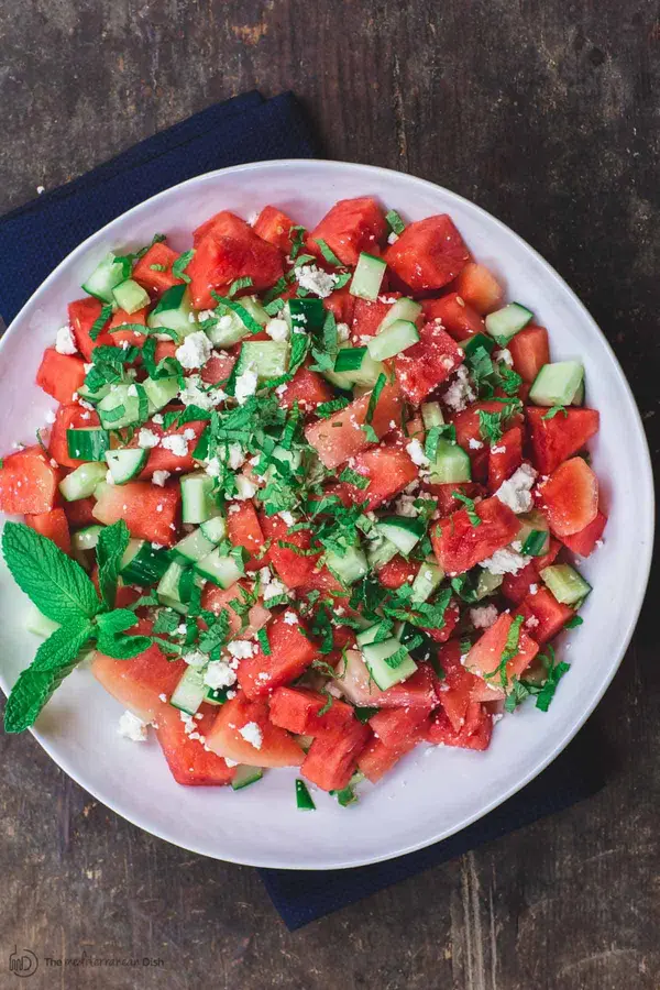 Mediterranean Watermelon Salad with Feta and Cucumber